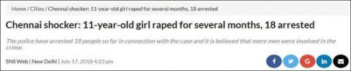 印度11岁听障女孩被下药 惨遭至少18名男子轮奸